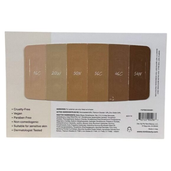 Rare Beauty Positive Light Tinted Moisturizer Sample Card 6 Shades - Picture 2 of 2